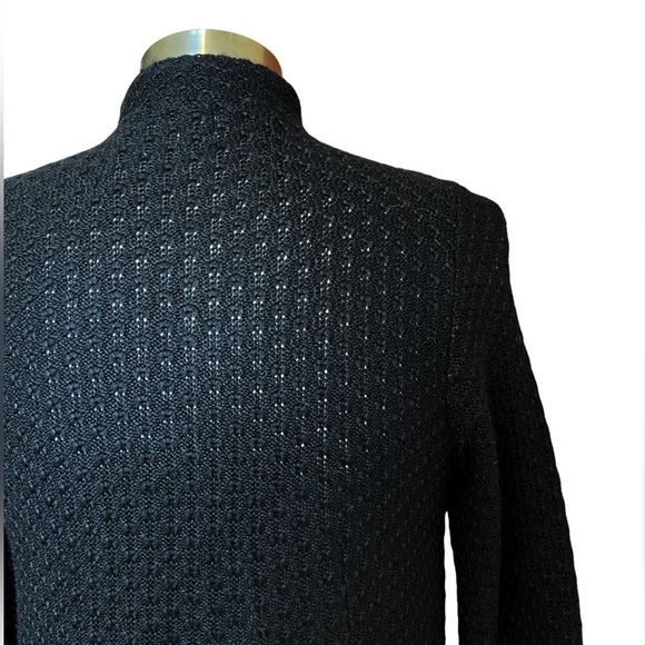 Anthropologie Cross Stitch Heart black Sweater Jacket Abalone shell Y2K Small - Picture 4 of 7